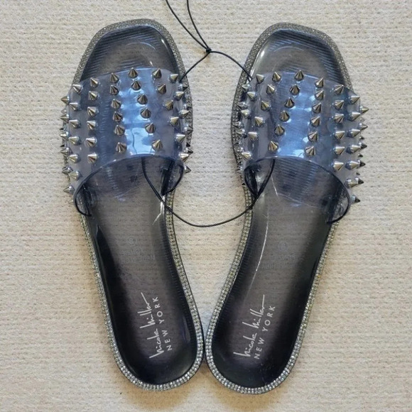 NEW Nicole Miller Clear Spikey Sandals Size 8 - Picture 1 of 9